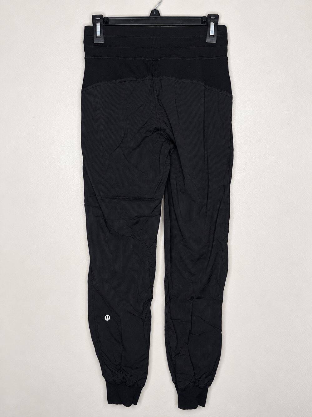 Lululemon Black Ribbed Jogger Pants Drawstring Cuffed Athletic Pants Size 4